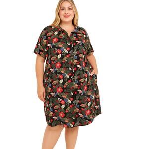 Her Universe 2X Disney Button Up Midi Dress Lilo & Stitch Hawaiian Floral Dress